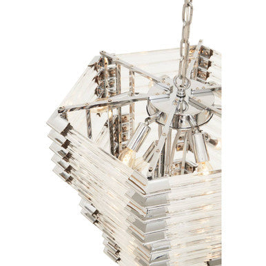 Orsina Karli Prism Chandelier | 12-Light Glass and Chrome Pendant