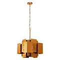 Orsina Karlo Brass Geometric Pendant Light | 4-Bulb Metal Chandelier