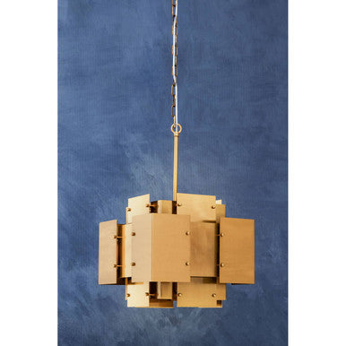 Orsina Karlo Brass Geometric Pendant Light | 4-Bulb Metal Chandelier