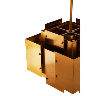 Orsina Karlo Brass Geometric Pendant Light | 4-Bulb Metal Chandelier