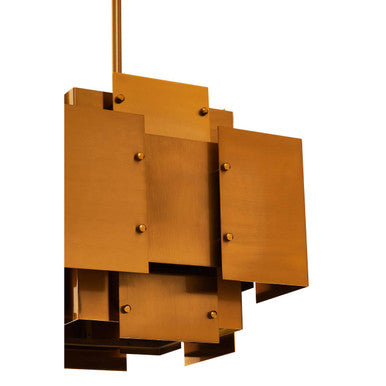 Orsina Karlo Brass Geometric Pendant Light | 4-Bulb Metal Chandelier