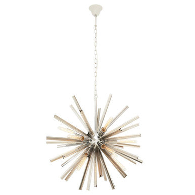 Orsina Karlo Smoke Grey Glass & Chrome Modern Chandelier Light
