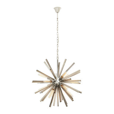Orsina Karlo Smoke Grey Glass & Chrome Modern Chandelier Light
