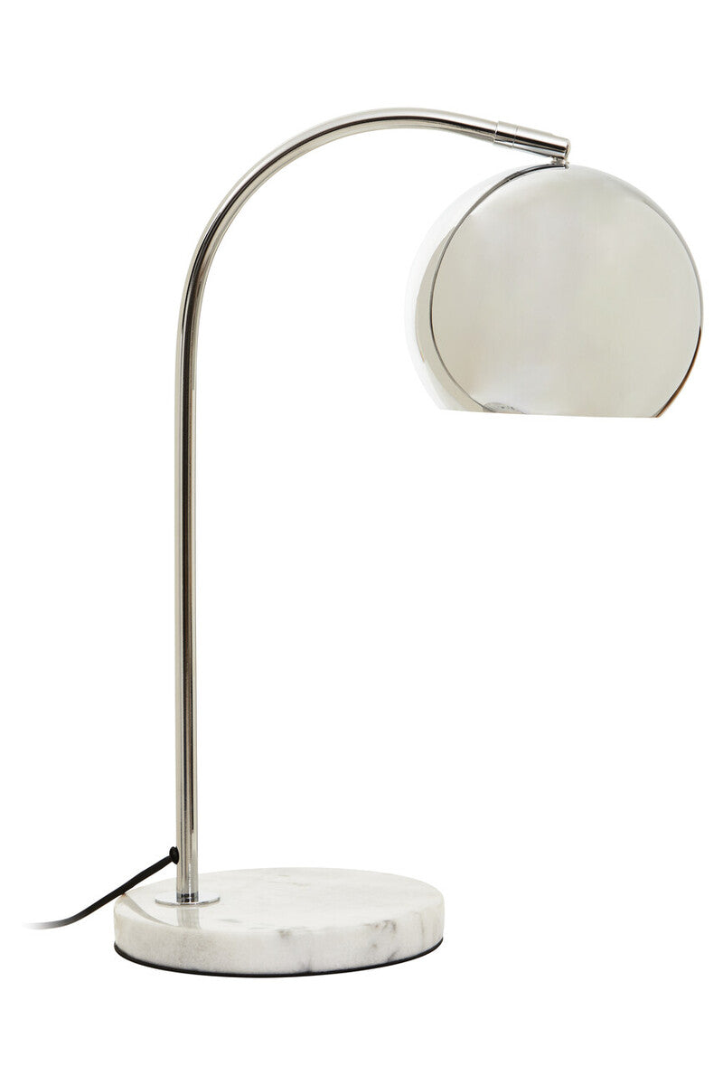 Orsina Karter Modern Chrome Table Lamp with White Base and Dome Shade