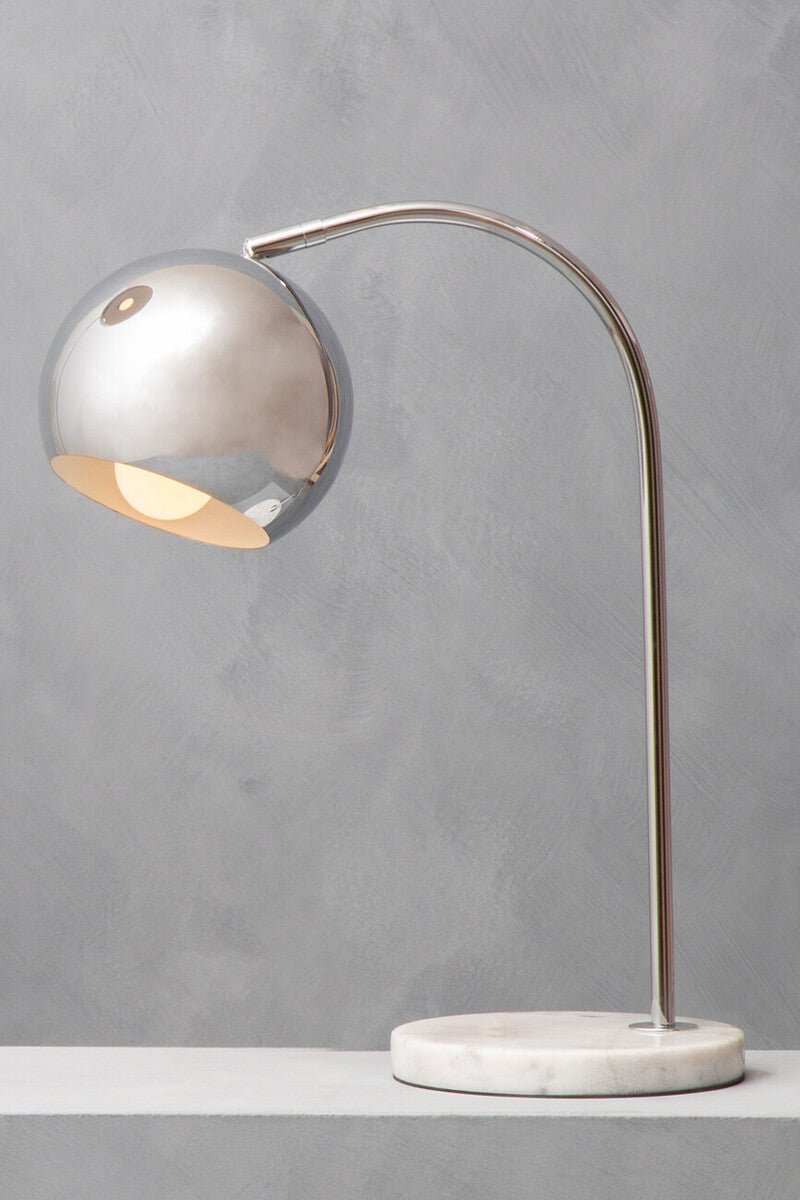 Orsina Karter Modern Chrome Table Lamp with White Base and Dome Shade
