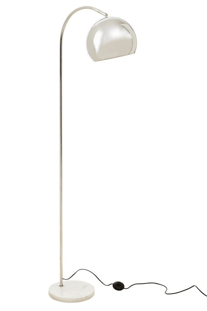 Orsina Karter Arched Floor Lamp - Chrome Finish with White Base