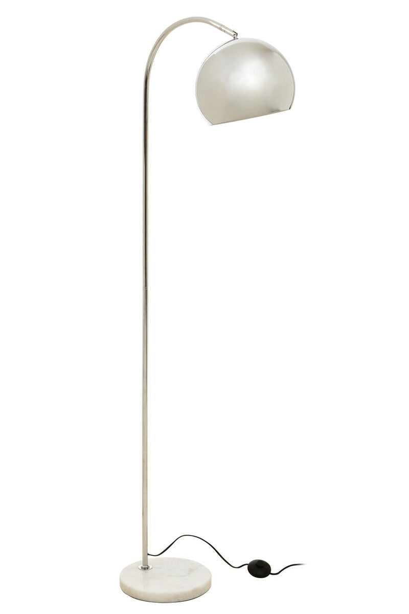 Orsina Karter Arched Floor Lamp - Chrome Finish with White Base
