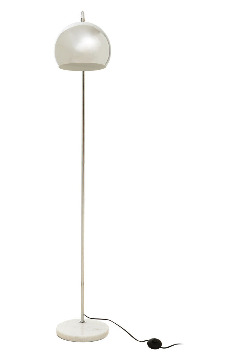 Orsina Karter Arched Floor Lamp - Chrome Finish with White Base