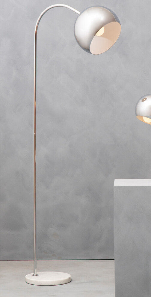 Orsina Karter Arched Floor Lamp - Chrome Finish with White Base