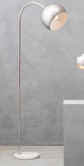 Orsina Karter Arched Floor Lamp - Chrome Finish with White Base
