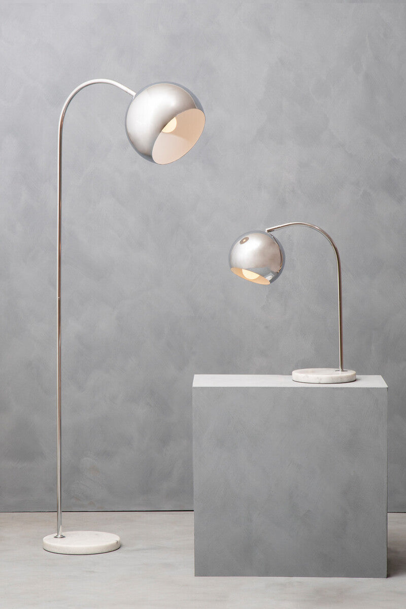 Orsina Karter Arched Floor Lamp - Chrome Finish with White Base