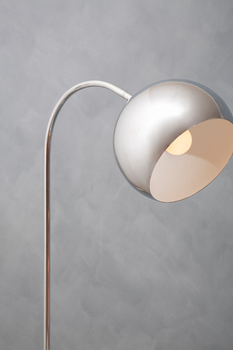 Orsina Karter Arched Floor Lamp - Chrome Finish with White Base