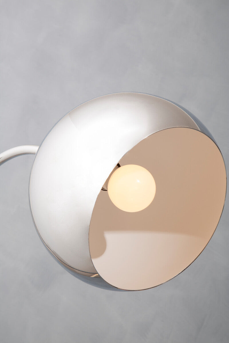 Orsina Karter Arched Floor Lamp - Chrome Finish with White Base
