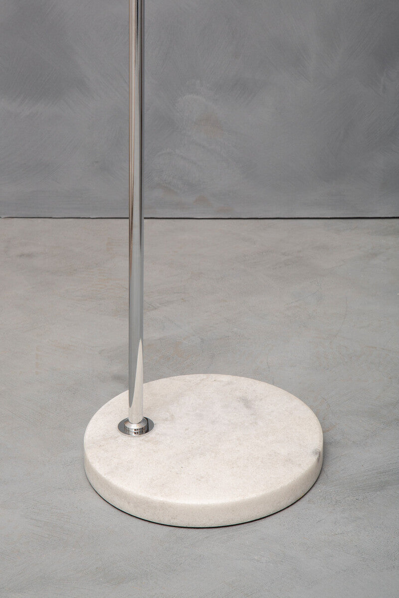 Orsina Karter Arched Floor Lamp - Chrome Finish with White Base