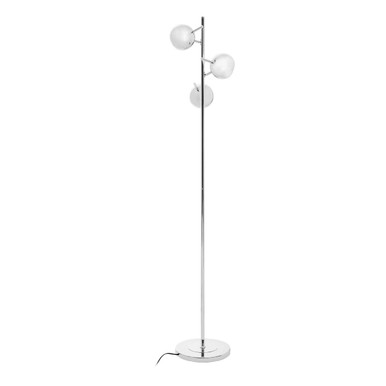 Orsina Karter Chrome 3-Light Floor Lamp | Modern Silver Dome Shades