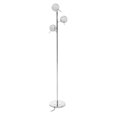 Orsina Karter Chrome 3-Light Floor Lamp | Modern Silver Dome Shades
