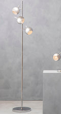 Orsina Karter Chrome 3-Light Floor Lamp | Modern Silver Dome Shades