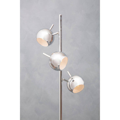 Orsina Karter Chrome 3-Light Floor Lamp | Modern Silver Dome Shades