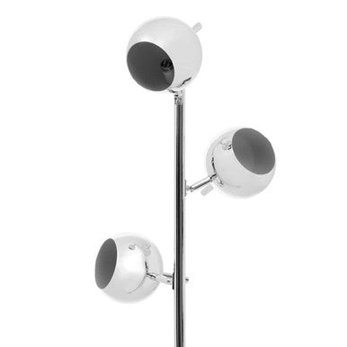 Orsina Karter Chrome 3-Light Floor Lamp | Modern Silver Dome Shades