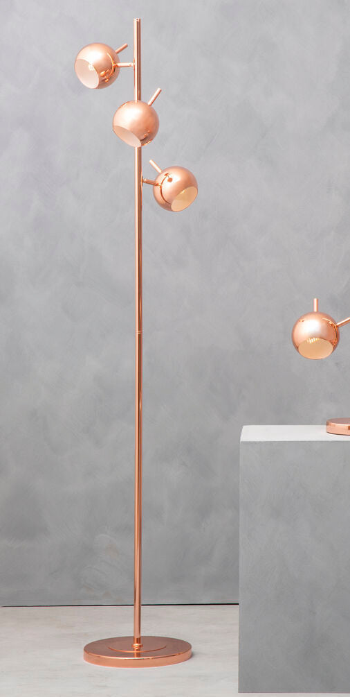 Orsina Karter Arched Floor Lamp – 3-Light Copper Finish Dome Shades