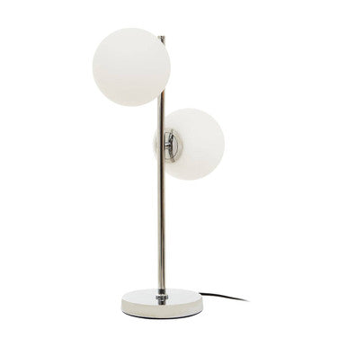 Orsina Karter Modern White Glass and Chrome Table Lamp | Dual Shade