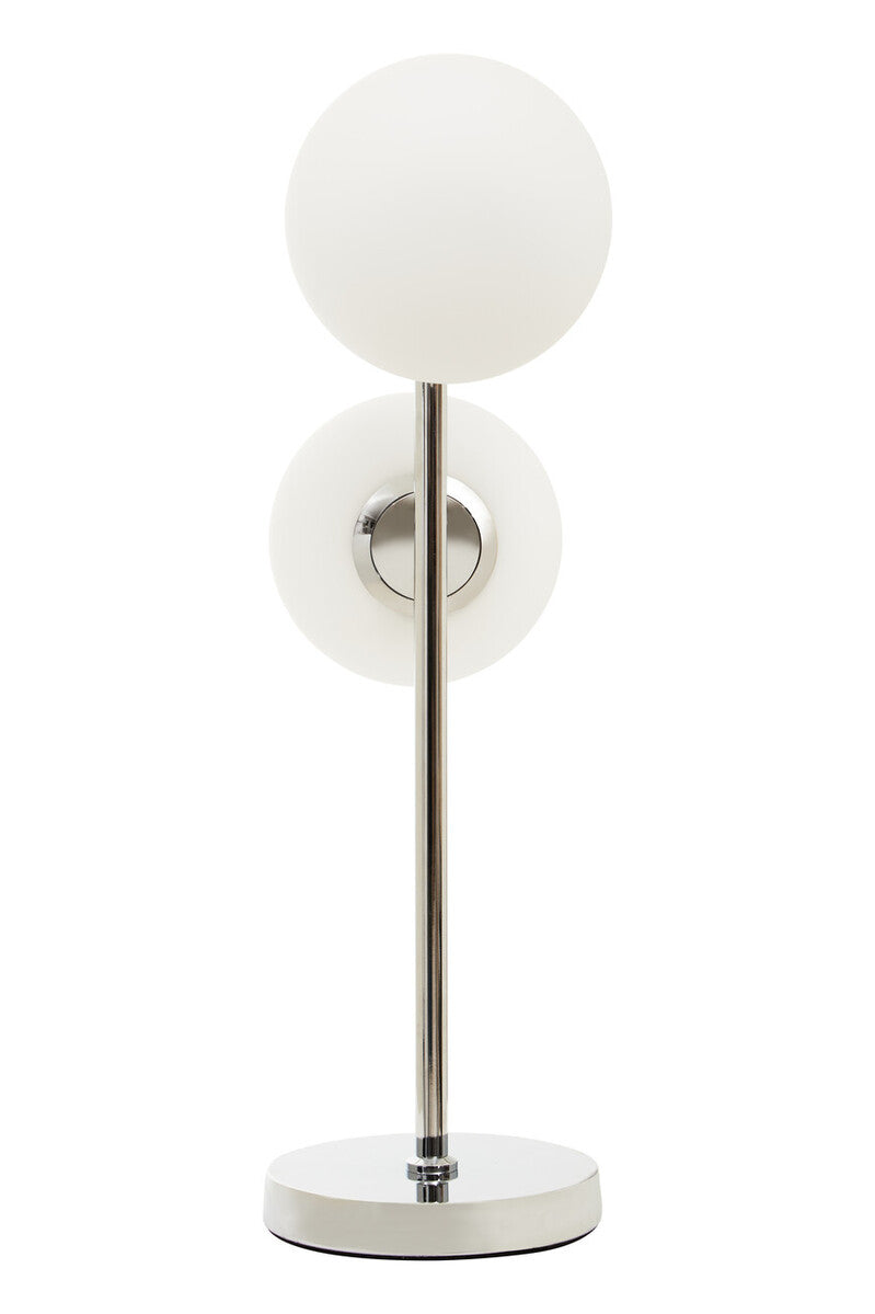 Orsina Karter Modern White Glass and Chrome Table Lamp | Dual Shade