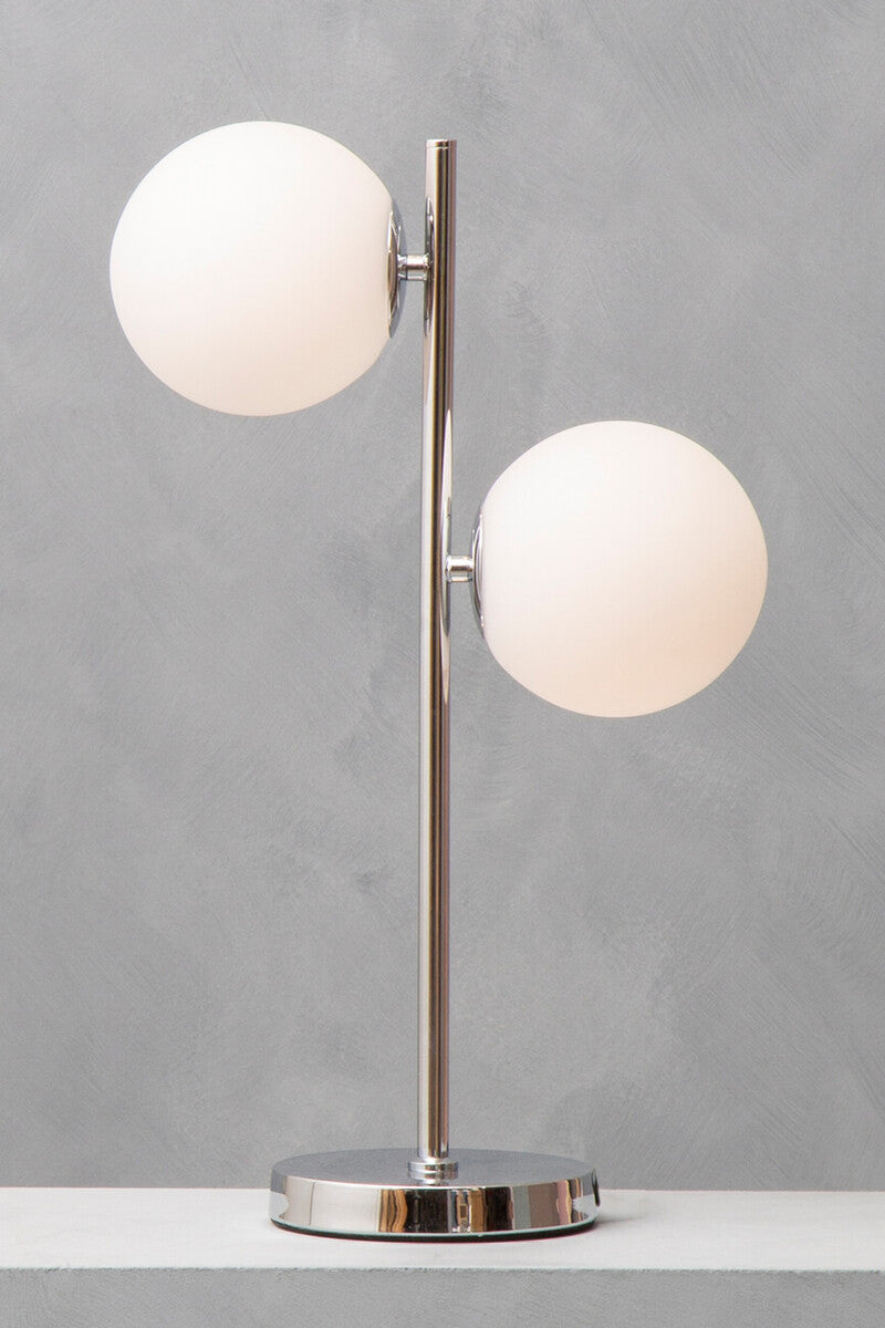Orsina Karter Modern White Glass and Chrome Table Lamp | Dual Shade