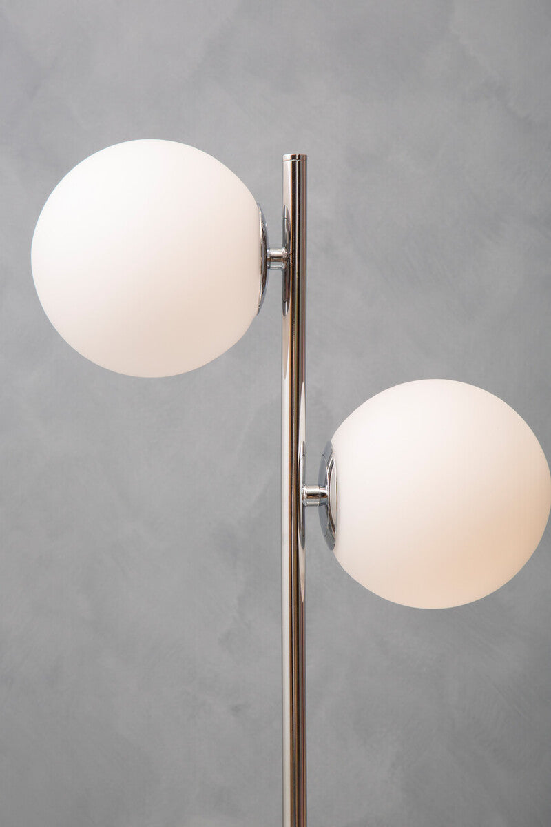 Orsina Karter Modern White Glass and Chrome Table Lamp | Dual Shade