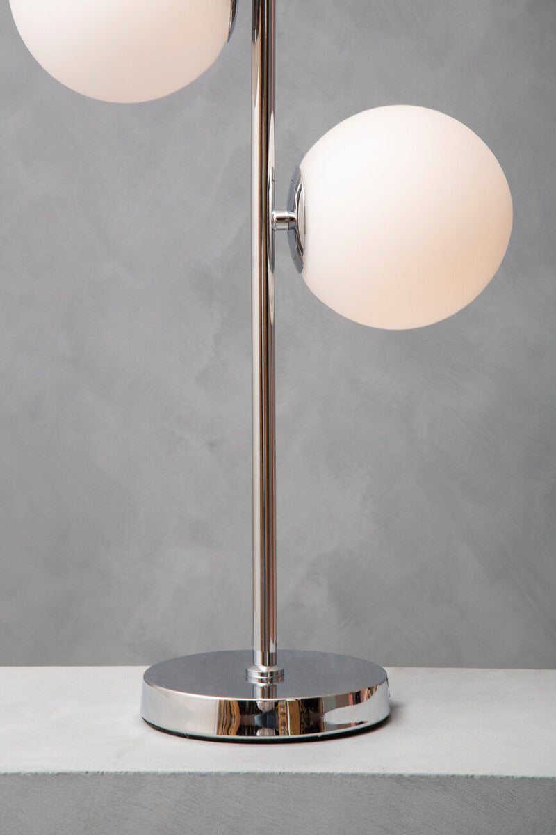 Orsina Karter Modern White Glass and Chrome Table Lamp | Dual Shade