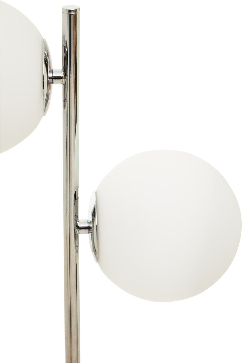 Orsina Karter Modern White Glass and Chrome Table Lamp | Dual Shade