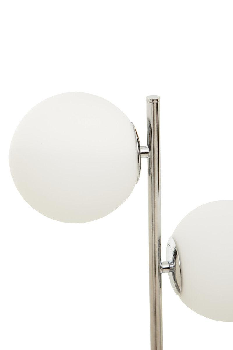 Orsina Karter Modern White Glass and Chrome Table Lamp | Dual Shade
