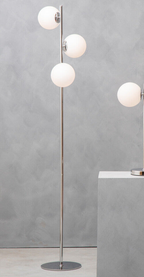 Orsina Karter Floor Lamp | Chrome Finish with Dual White Glass Shades
