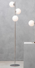 Orsina Karter Floor Lamp | Chrome Finish with Dual White Glass Shades