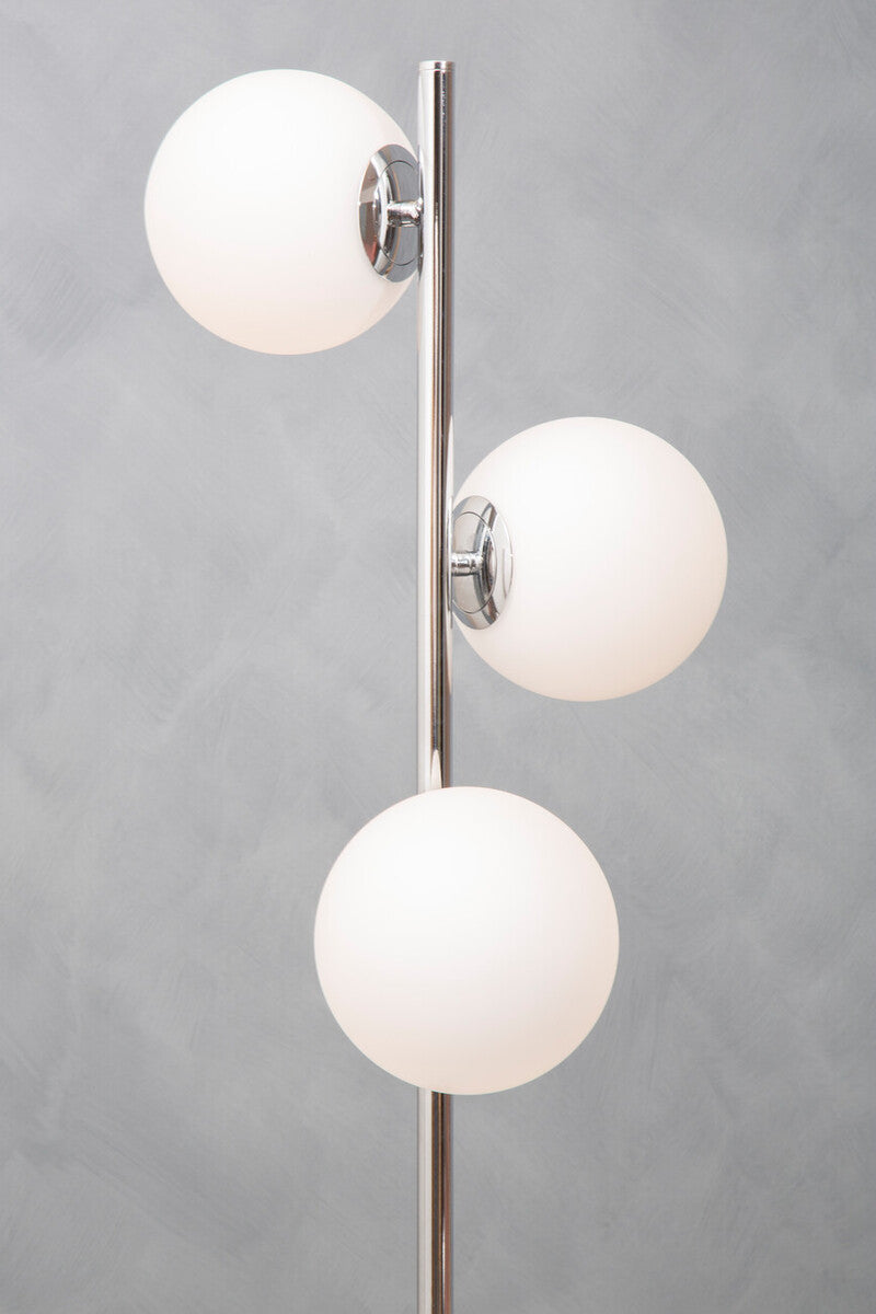 Orsina Karter Floor Lamp | Chrome Finish with Dual White Glass Shades