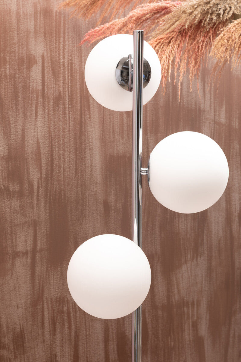 Orsina Karter Floor Lamp | Chrome Finish with Dual White Glass Shades