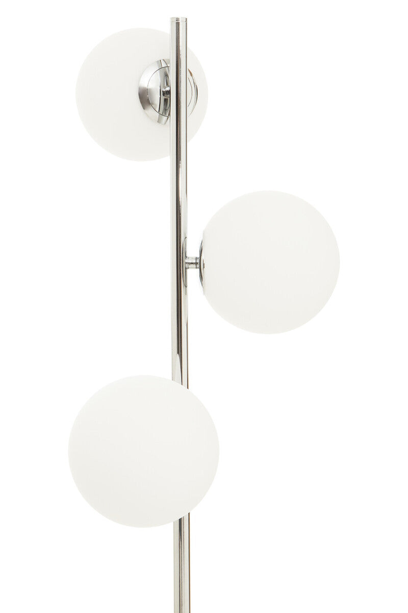Orsina Karter Floor Lamp | Chrome Finish with Dual White Glass Shades