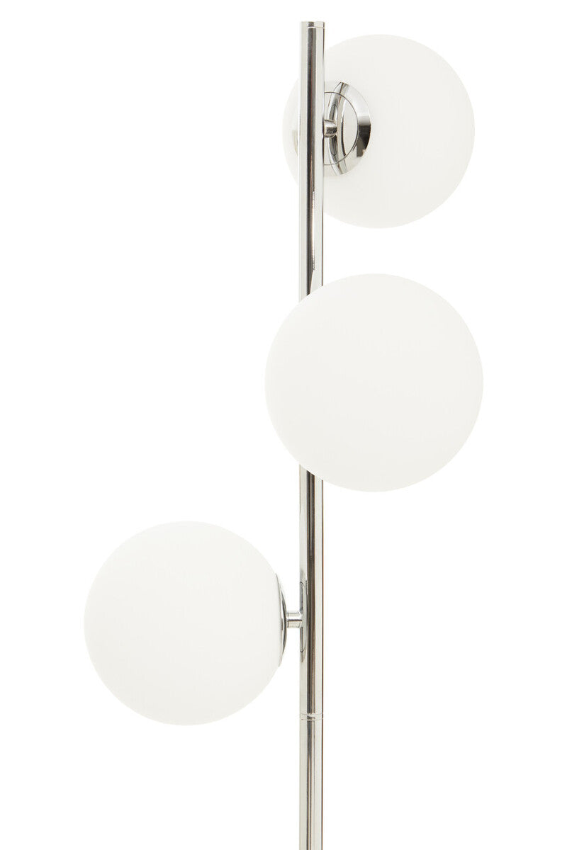 Orsina Karter Floor Lamp | Chrome Finish with Dual White Glass Shades