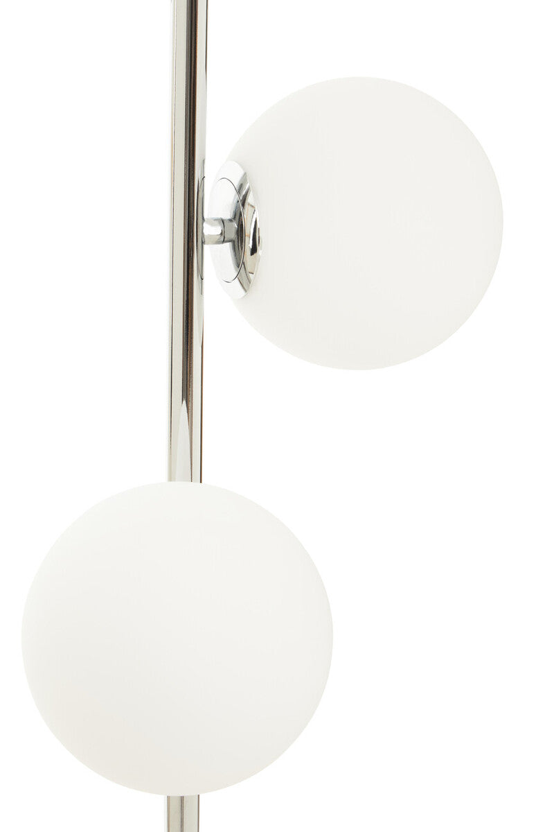 Orsina Karter Floor Lamp | Chrome Finish with Dual White Glass Shades