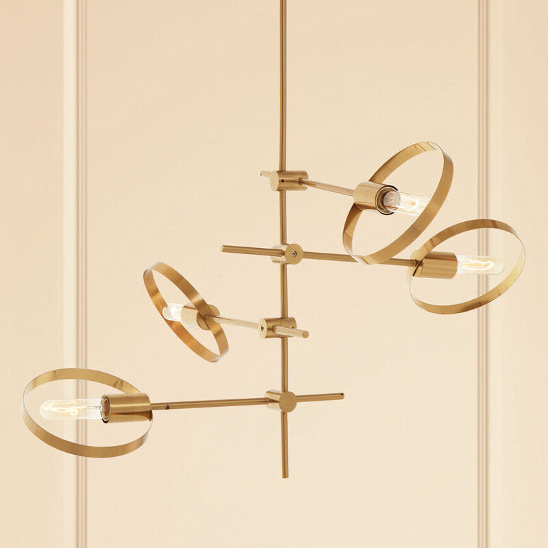 Orsina Trieste Multi Ring Pendant Light – Mid-Century Brass & Gold