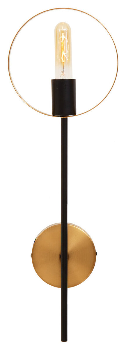 Orsina Trieste Modern Brass Ring Wall Light – Minimalist Black Sconce