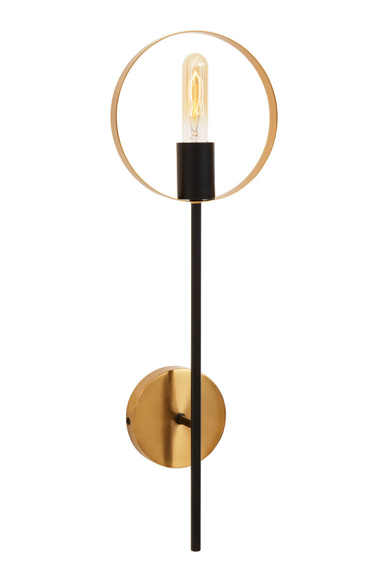Orsina Trieste Modern Brass Ring Wall Light – Minimalist Black Sconce