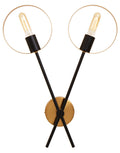 Orsina Trieste Modern Brass and Black Two Bulb Ring Wall Light