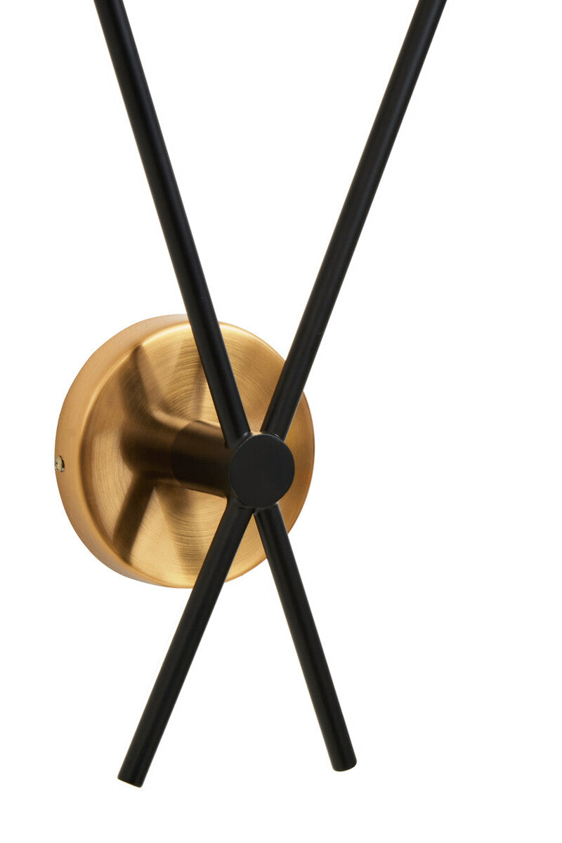 Orsina Trieste Modern Brass and Black Two Bulb Ring Wall Light