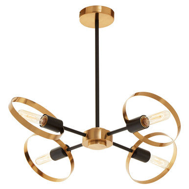 Orsina Trieste 4-Bulb Ring Pendant Light – Brass & Matte Black