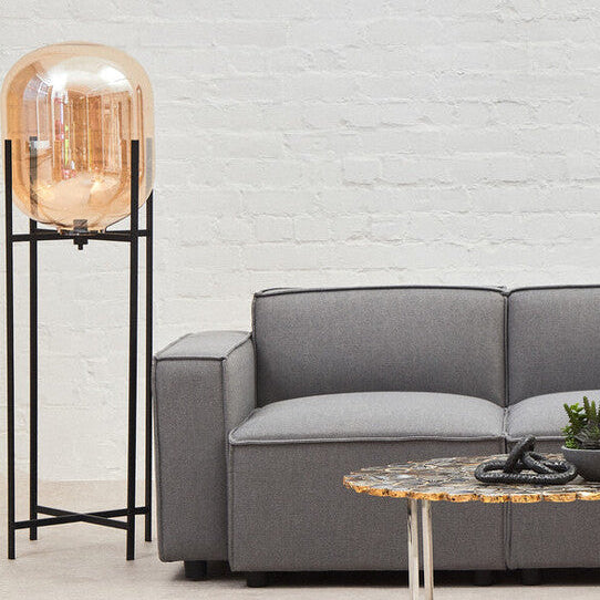 Orsina Trieste Floor Lamp – Modern Black Metal with Champagne Glass