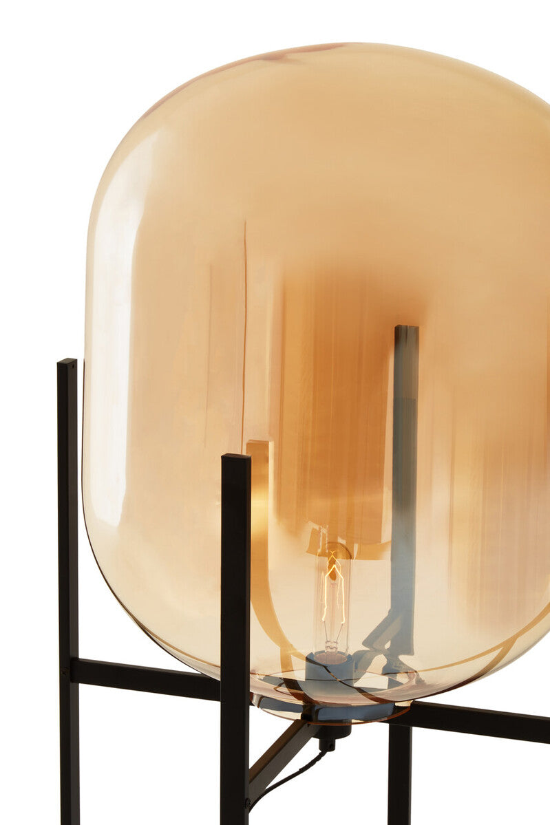 Orsina Trieste Floor Lamp – Modern Black Metal with Champagne Glass