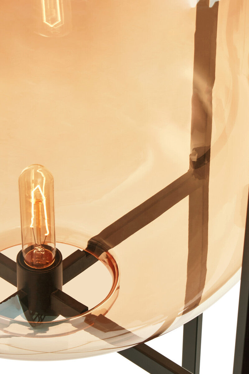 Orsina Trieste Floor Lamp – Modern Black Metal with Champagne Glass