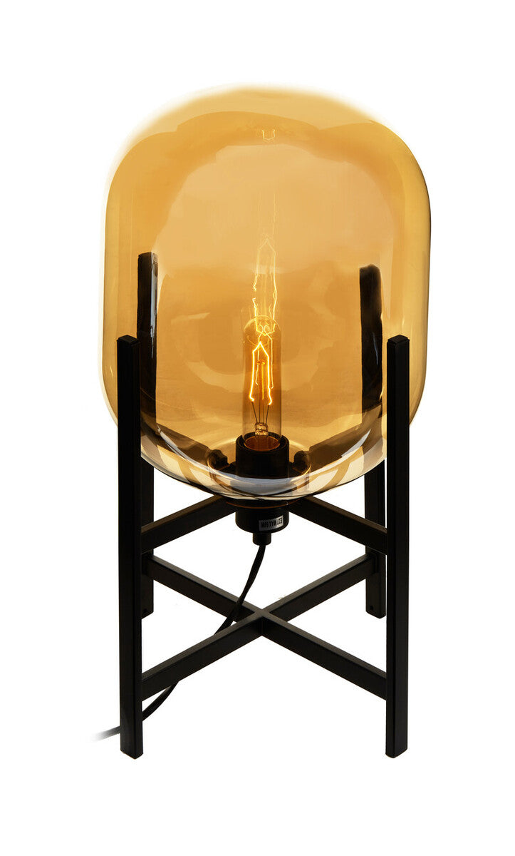 Orsina Trieste Matte Black and Glass Table Lamp – Modern Industrial