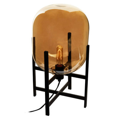 Orsina Trieste Matte Black and Glass Table Lamp – Modern Industrial