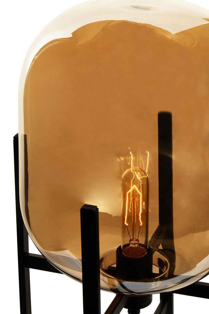 Orsina Trieste Matte Black and Glass Table Lamp – Modern Industrial